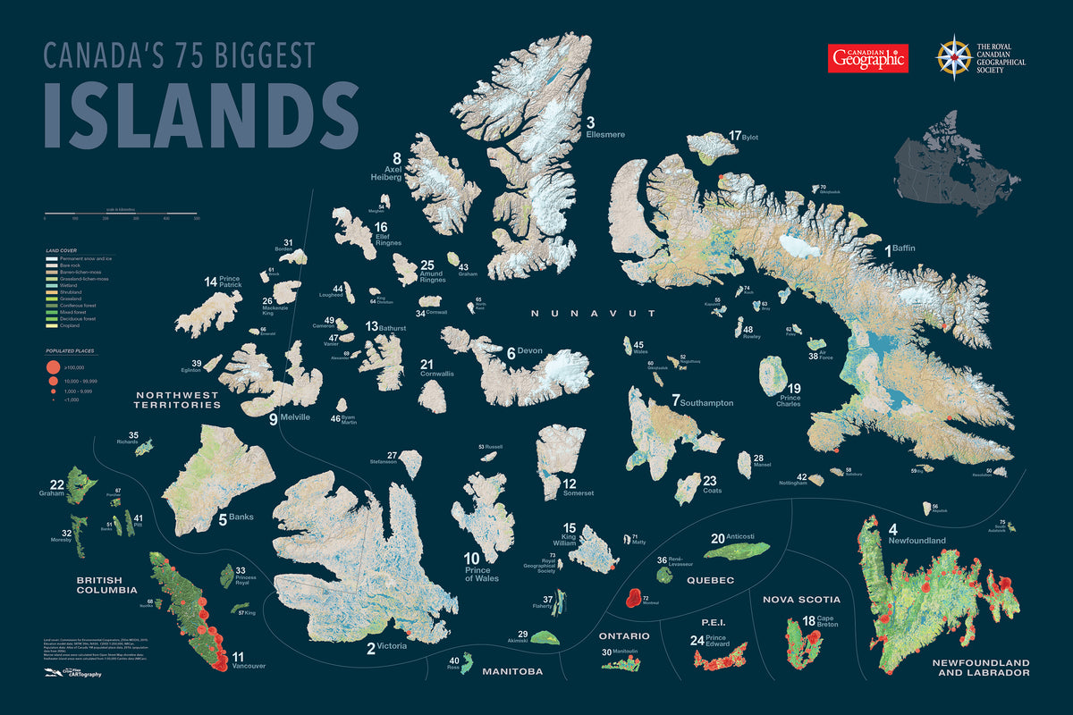 Canada's Biggest Islands poster map (24”x36”) – Canadian Geographic